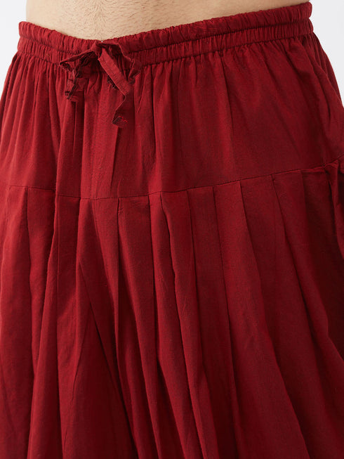 Vastramay Men's Mustard Curved Kurta Dhoti Set